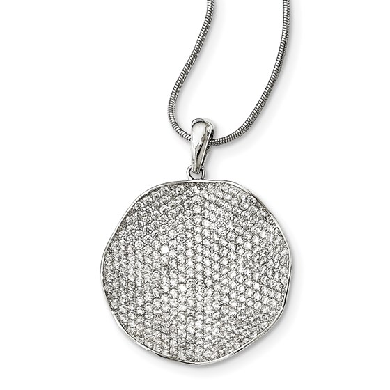 Sterling Silver Zirconia Brilliant Embers Concave Circle Necklace Sterling Silver Zirconia Brilliant Embers Concave Circle Necklace